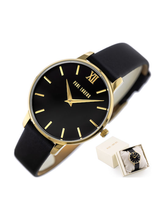 Paul Lorens Women's Watch with Black Leather Strap
