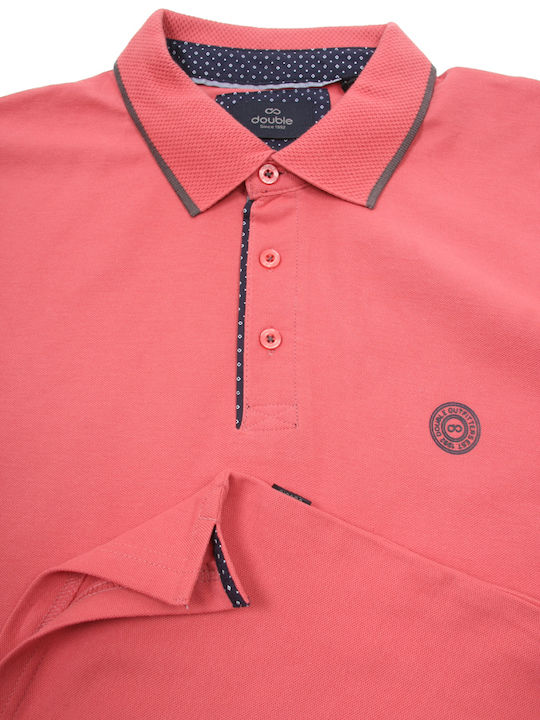 Double Men's Short Sleeve Blouse Salmon