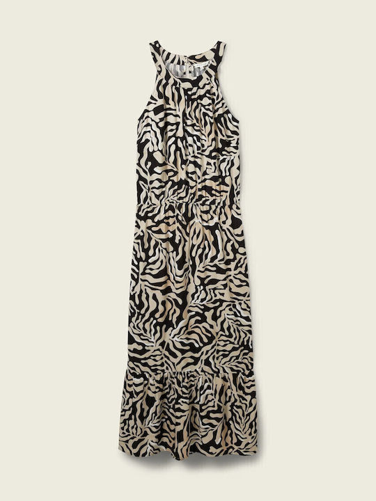 Summer Midi Dress with Ruffles Beige
