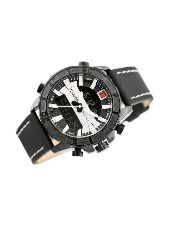 Naviforce Ceas Baterie cu Negru Brățară din piele NF