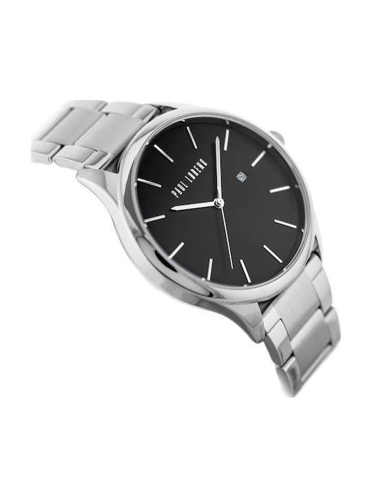 Paul Lorens Men's Watch 44mm Battery with Silver Stainless Steel Bracelet