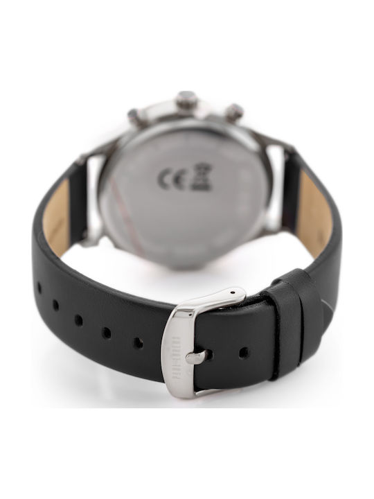 Paul Lorens Ceas Barbati 44mm Baterie cu Curea din Piele Neagră