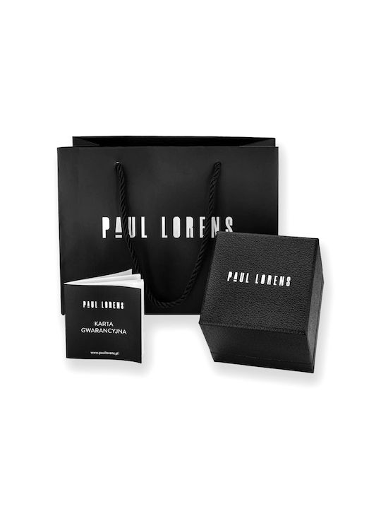 Paul Lorens Men's Watch 44mm Battery with Black Leather Strap