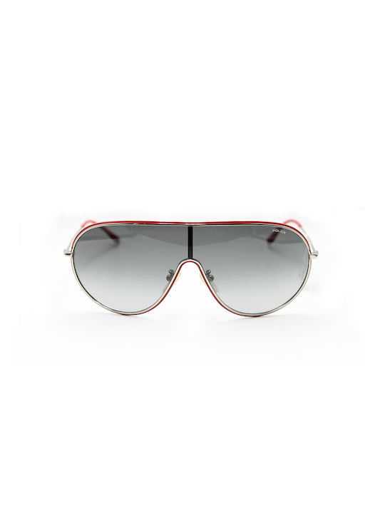 Police Men's Sunglasses with Red Metal Frame and Red Gradient Lens S8639 0N54