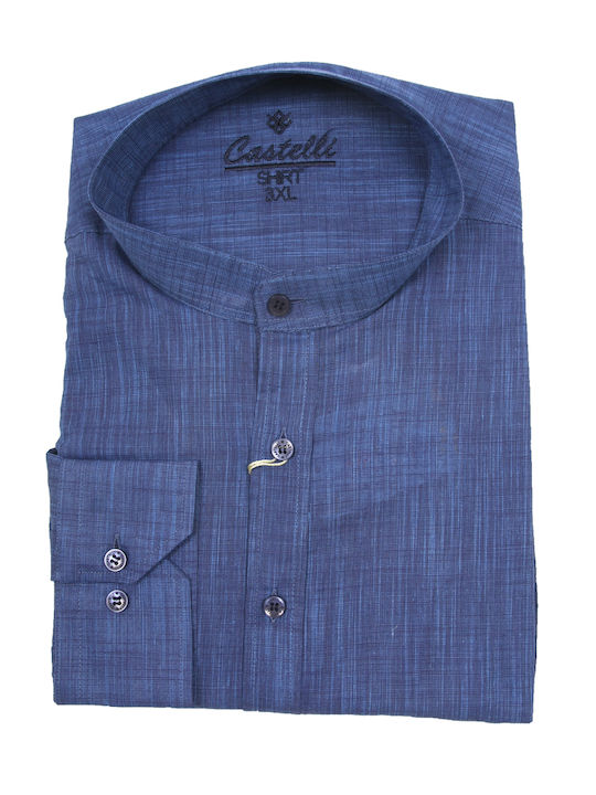 Castelli Men's Shirt Long Sleeve Linen Blue