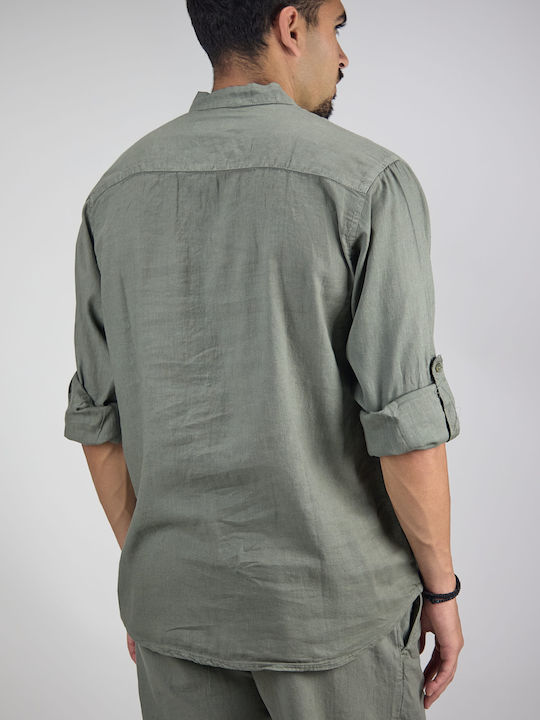 Explorer Men's Shirt Long Sleeve Linen Khaki