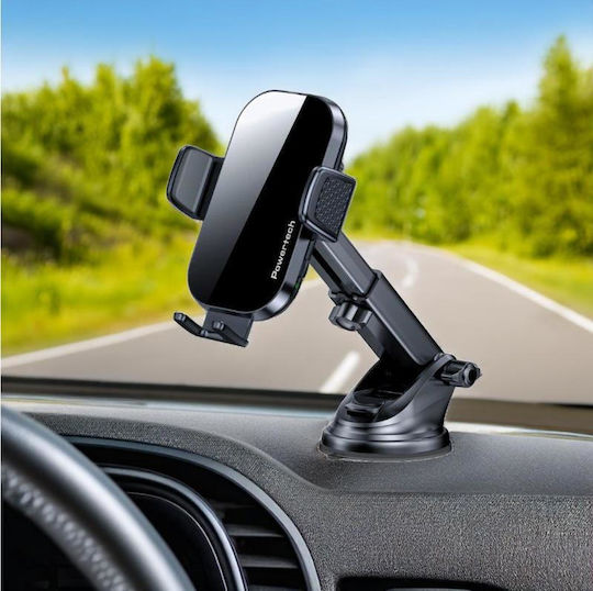 Powertech Car Mobile Mount with Adjustable Hooks and Wireless Charging Black