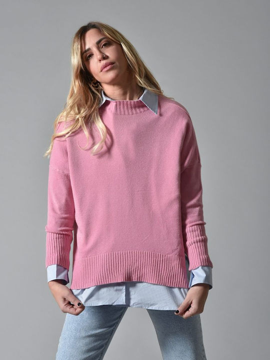 Belle Femme Women's Long Sleeve Pullover Pink