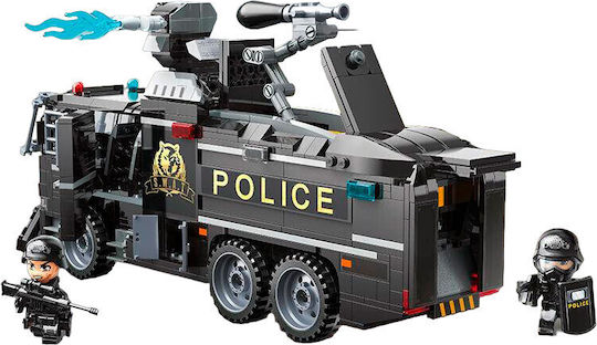 Qman Cuburi De Construit Police Truck Cu Tun De Apă Pentru 6+ Ani 847 Bucăți
