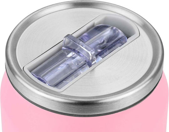 Estia Travel Cup Save the Aegean Recyclable Glass Thermos Stainless Steel / Plastic BPA Free 300ml Blossom Rose with Straw