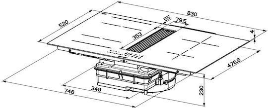 Faber Galileo Linear F830 Επαγωγική Εστία Αυτόνομη με Απορροφητήρα 83x52εκ.