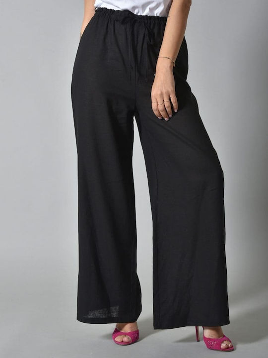 Belle Femme Women's Fabric Trousers Black