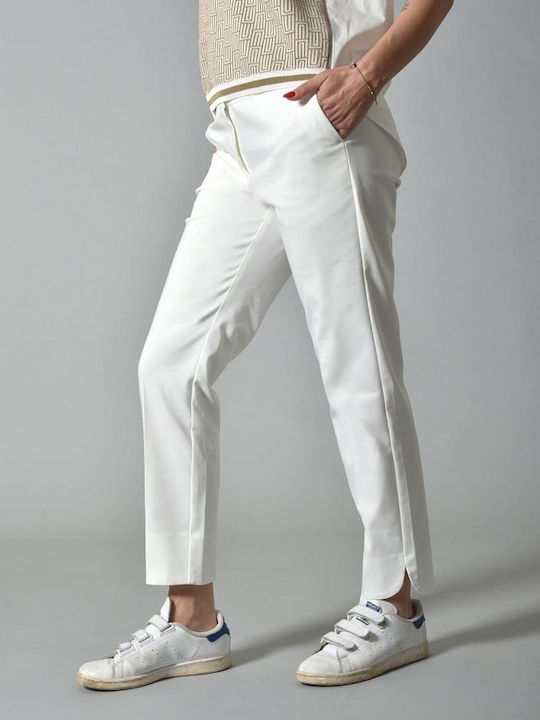 Belle Femme Γυναικείο Υφασμάτινο Παντελόνι Λευκό