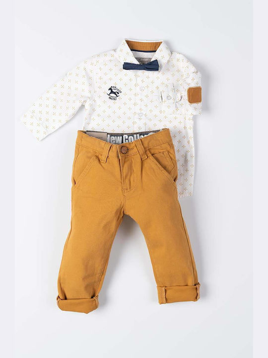 New College Kids Set with Pants Summer 2pcs Mustard.