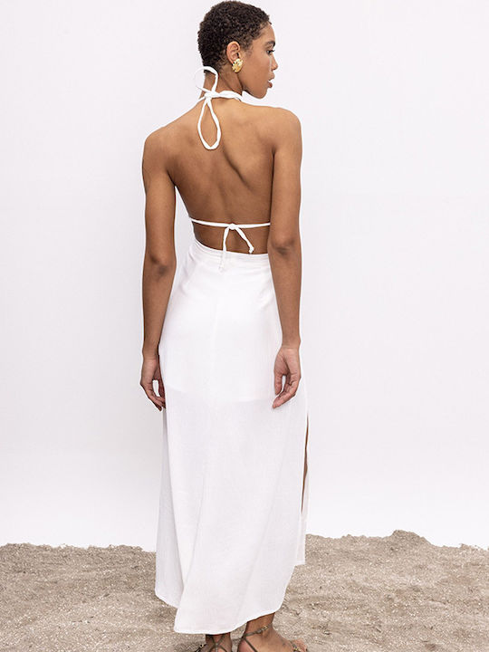 Be A Bee Couture Dress with Slit White