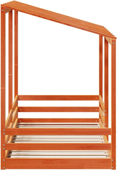 Kinderbett Einzeln Braun für Matratze 100x200cm