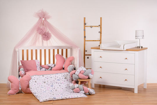 abo Baby Crib Bedding Set Flowers & Butterflies 9pcs Pink