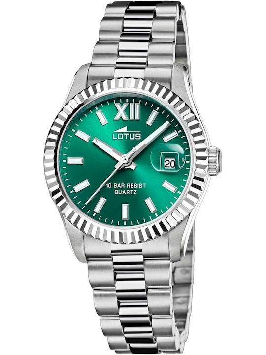 Lotus Watches Ανδρικό Ρολόι Μπαταρίας με Ασημί Μεταλλικό Μπρασελέ
