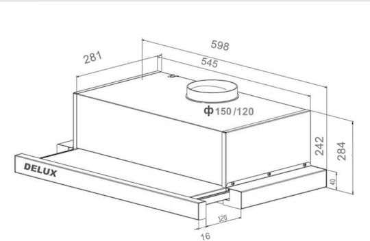Delux Retractable Vent Hood Συρόμενος Απορροφητήρας 60cm Inox With Wi-Fi