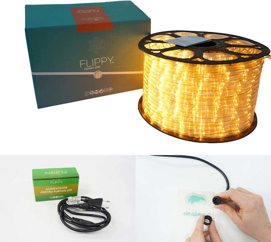 Țeavă luminată 480 Becuri 220V Alb cald 20m IP65