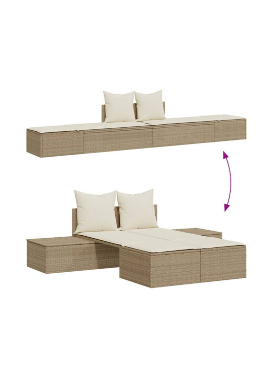 Liegestuhl Doppelter Rattan mit Kissen 104x162cm.