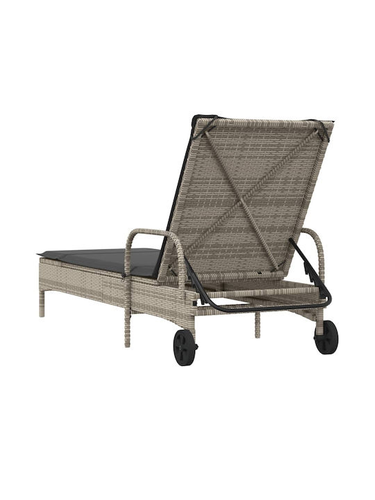 Ξαπλώστρα Rattan με Μαξιλάρι Γκρι 61x161x87εκ.