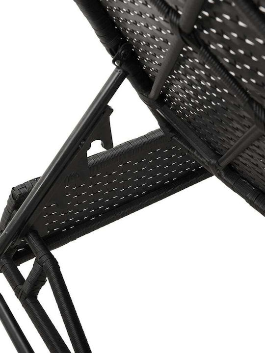 Ξαπλώστρα Rattan με Μαξιλάρι Μαύρη 2τμχ 200x59x26εκ.