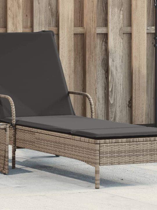 Ξαπλώστρα Rattan με Μαξιλάρι Γκρι 61x161x87εκ.