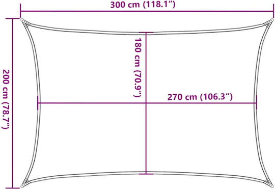 vidaXL Rectangular Shade Sail Gray 2x3m 160gr/m²