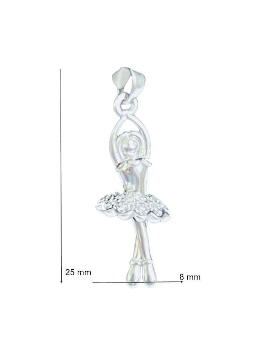 Pendant Jolie Silver Sterling Silver 925 Delicate Ballerina Model 25 X 8 Mm 1.7 G