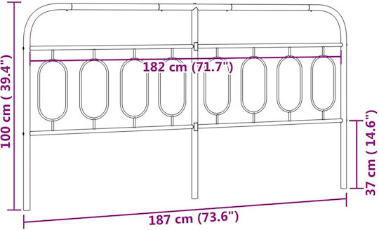 vidaXL Metal Bed Headboard Black 187x100cm