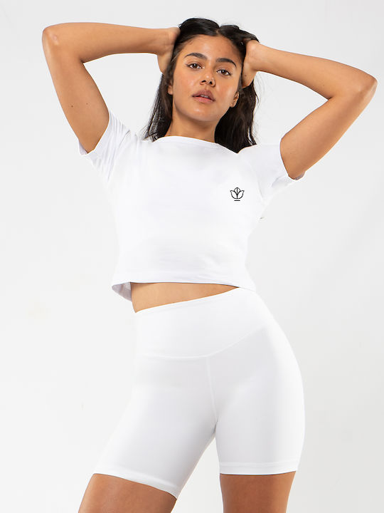 The Lady Femeie Crop Tricou Floral White