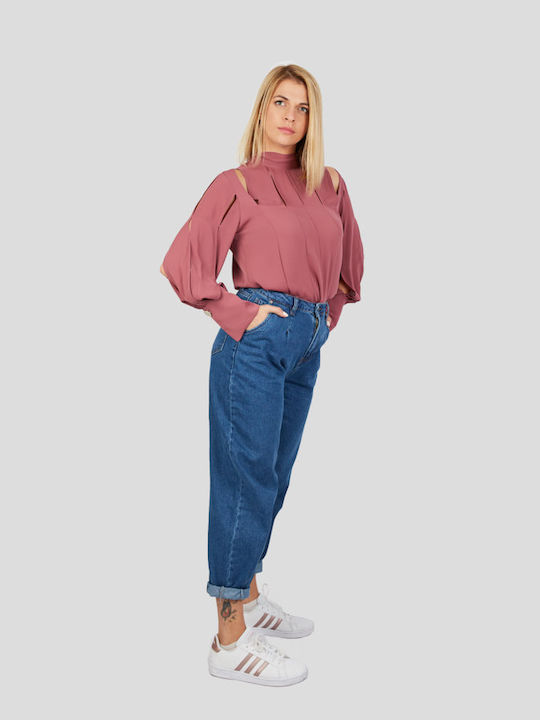 Damen Bluse Schulterfrei Rosa