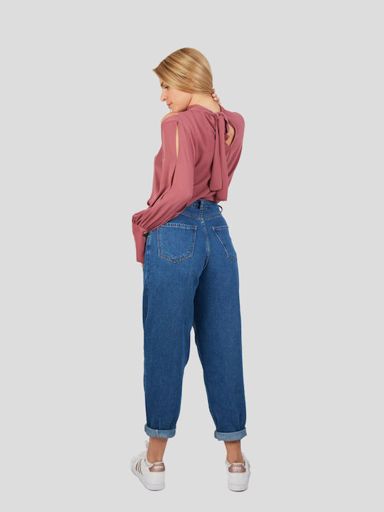Damen Bluse Schulterfrei Rosa