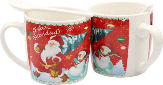 Set Christmas Cups Ceramic Red L7.2xW7.2cm. 2pcs