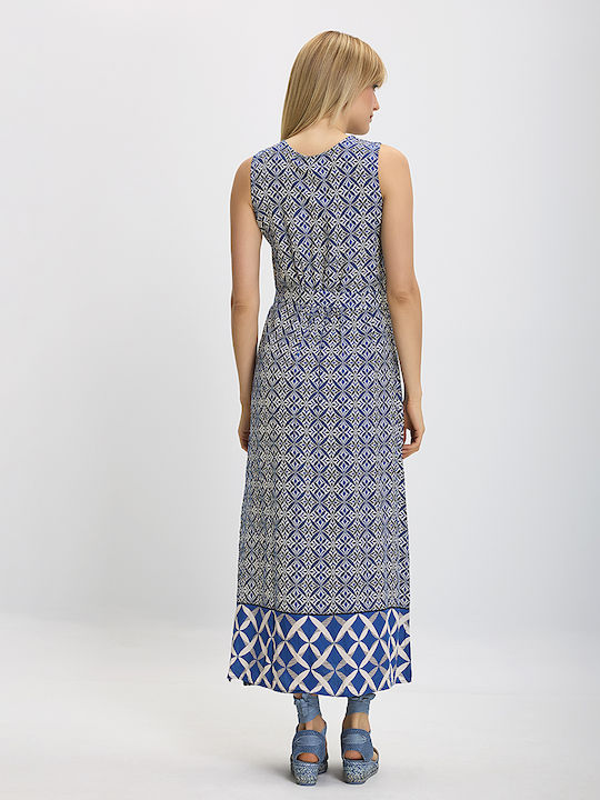 La Fee Maraboutee Dress Geometric Patterns Closed Neckline La Fee Maraboutee Blue Print