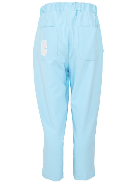 Damen Hoch tailliert Stoff Hose Gestreift Light Blue