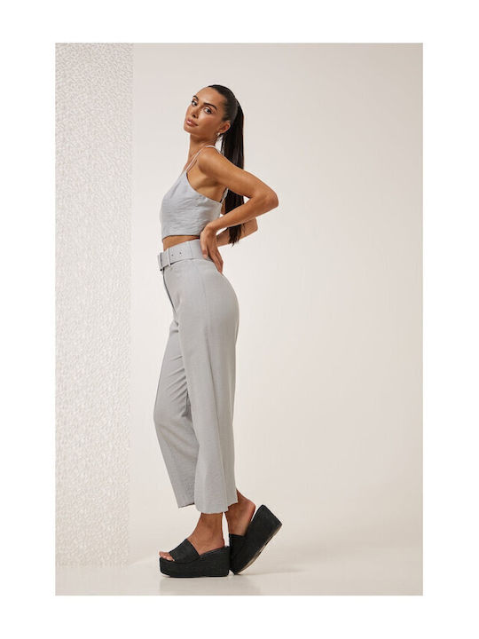 William Damen Stoff Hose Gray
