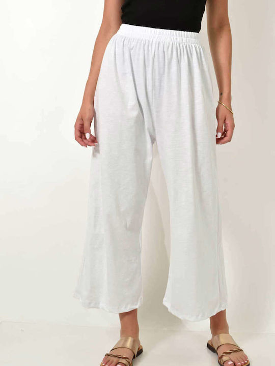 High-Waisted White Zip Culottes 24771