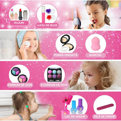 Makeup Kit Kids Simply Joy Make-up Set 31 Makeup Items Lipsticks Eyeshadows Nail Polish Unicorn Carrying Bag Handle Girls Aged 3 4 5 6 7 8 9 Years Old