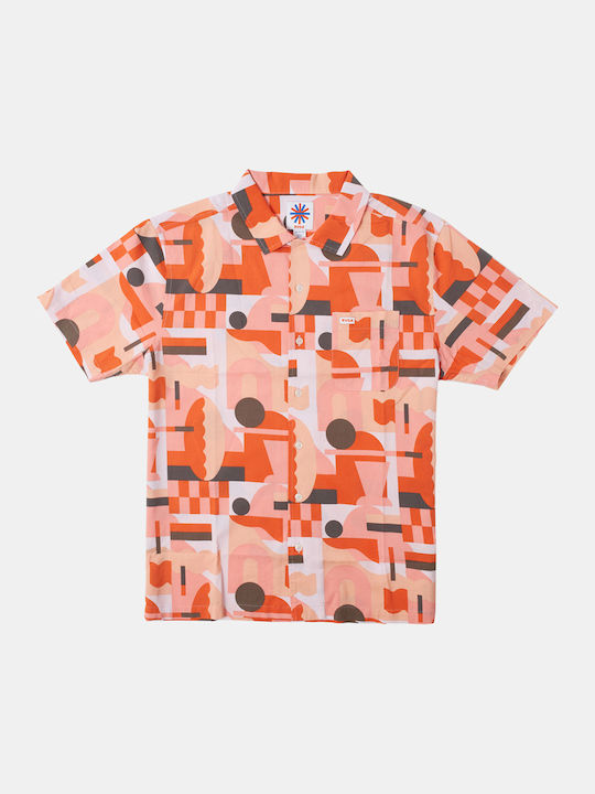 RVCA Men's Shirt Short Sleeve Cotton Orange