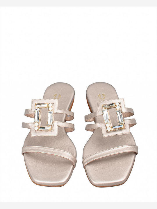 Flache Sandalen für Damen in Gold Farbe