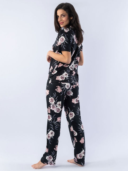 Sevim Sommer Damen Pyjama-Set Black