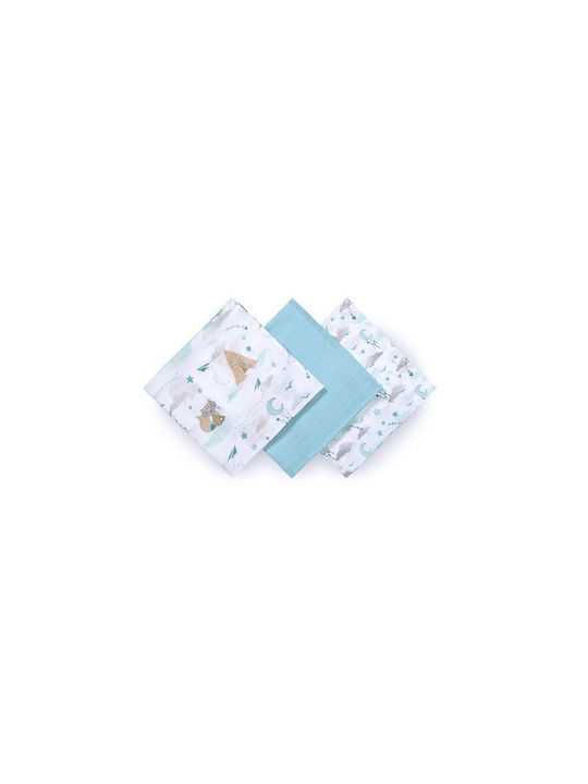 Babyono Muslin Swaddle Blankets Blue 70x70cm 3pcs