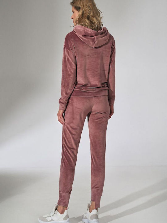 Figl Damen-Sweatpants-Set Rosa Samt