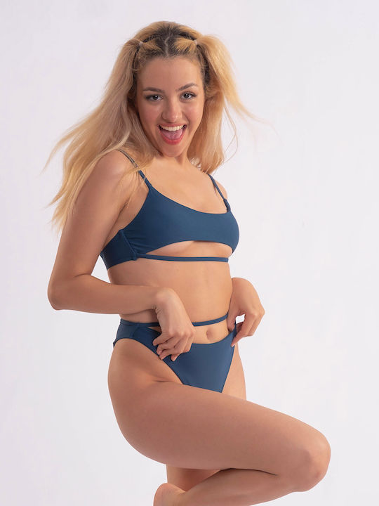 Set Bikini Μπουστάκι & Brazil Ψηλόμεσο Petrol