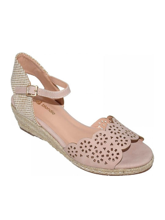 Women's Synthetic Leather Platform Espadrilles Pink