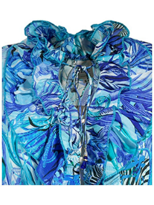Blue One-piece Jumpsuit Blue Turquoise M/l Viscose Crepe