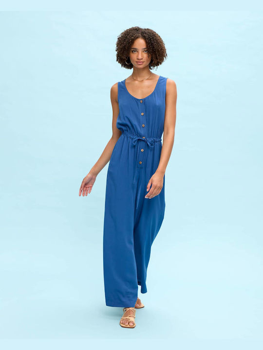 Passager Sleeveless Button-Up Jumpsuit-Blue