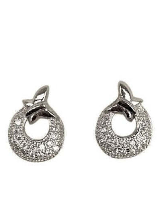 Earrings Silver 925 Butterfly On Circle